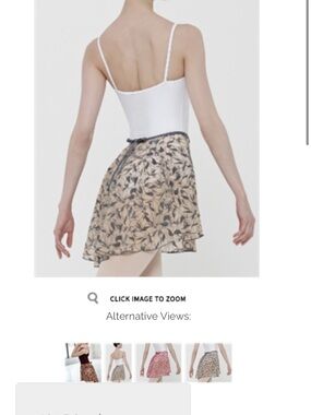 Wear Moi - Floral Print Beige Mini Wrap Skirt with Black Trim